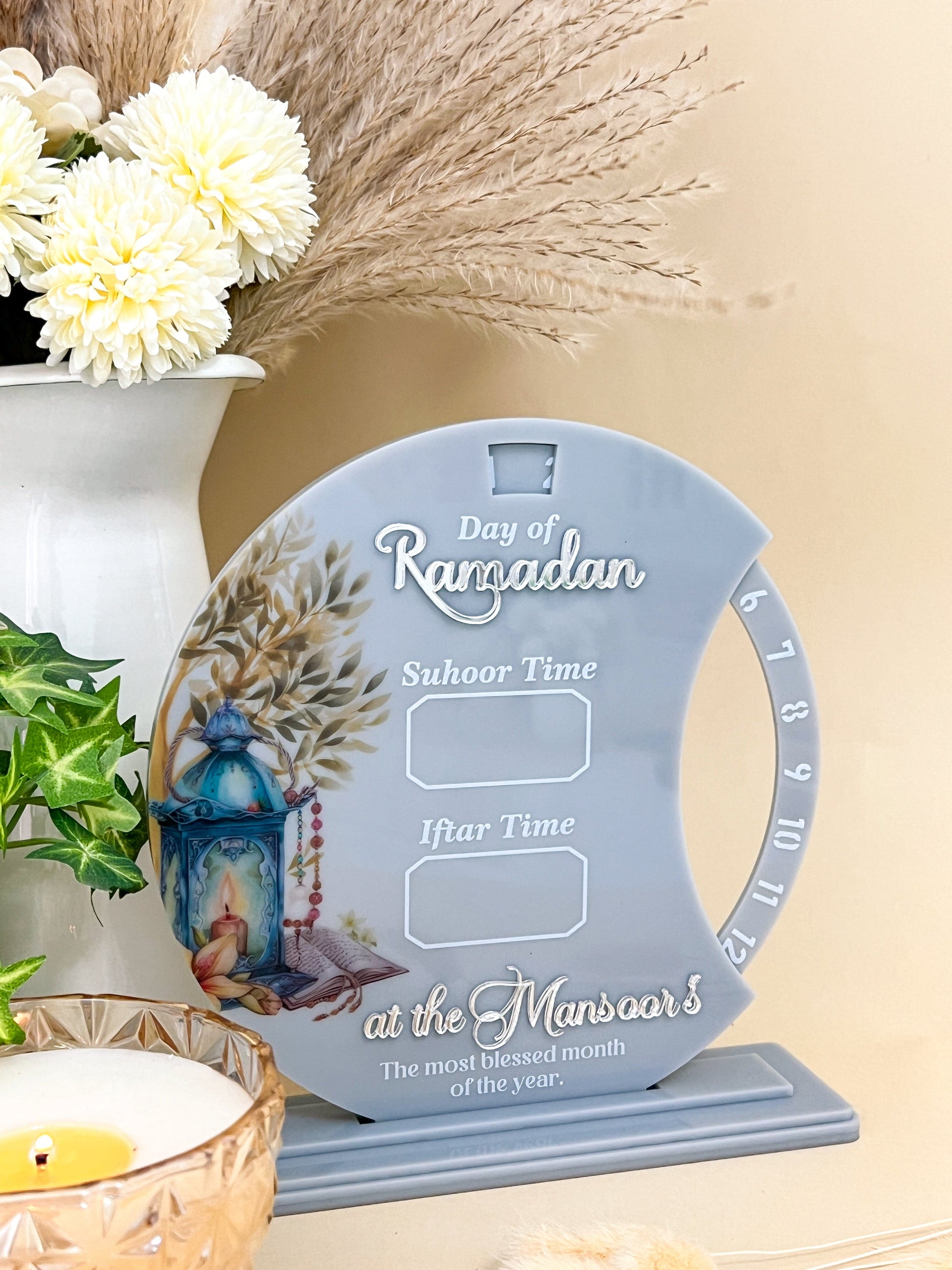 SFArtcreations wall decor Personalized - Day of Ramadan Tracker with Suhur & Iftar Time