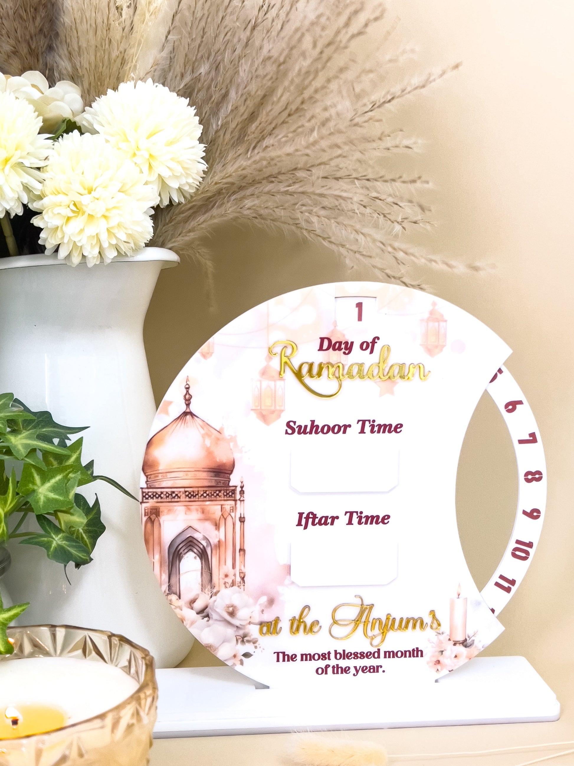 SFArtcreations wall decor Personalized - Day of Ramadan Tracker with Suhur & Iftar Time