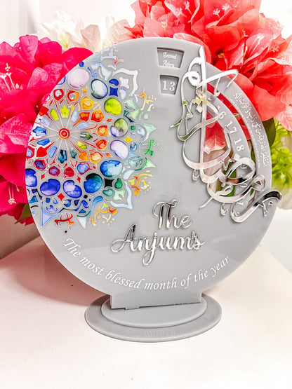 SFArtcreations wall decor Grey & Color UV Printed Personalized - Day of Ramadan Tracker with with dua's for all 3 Ashara's