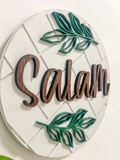 SFArtcreations wall decor Salaam Wall Sign