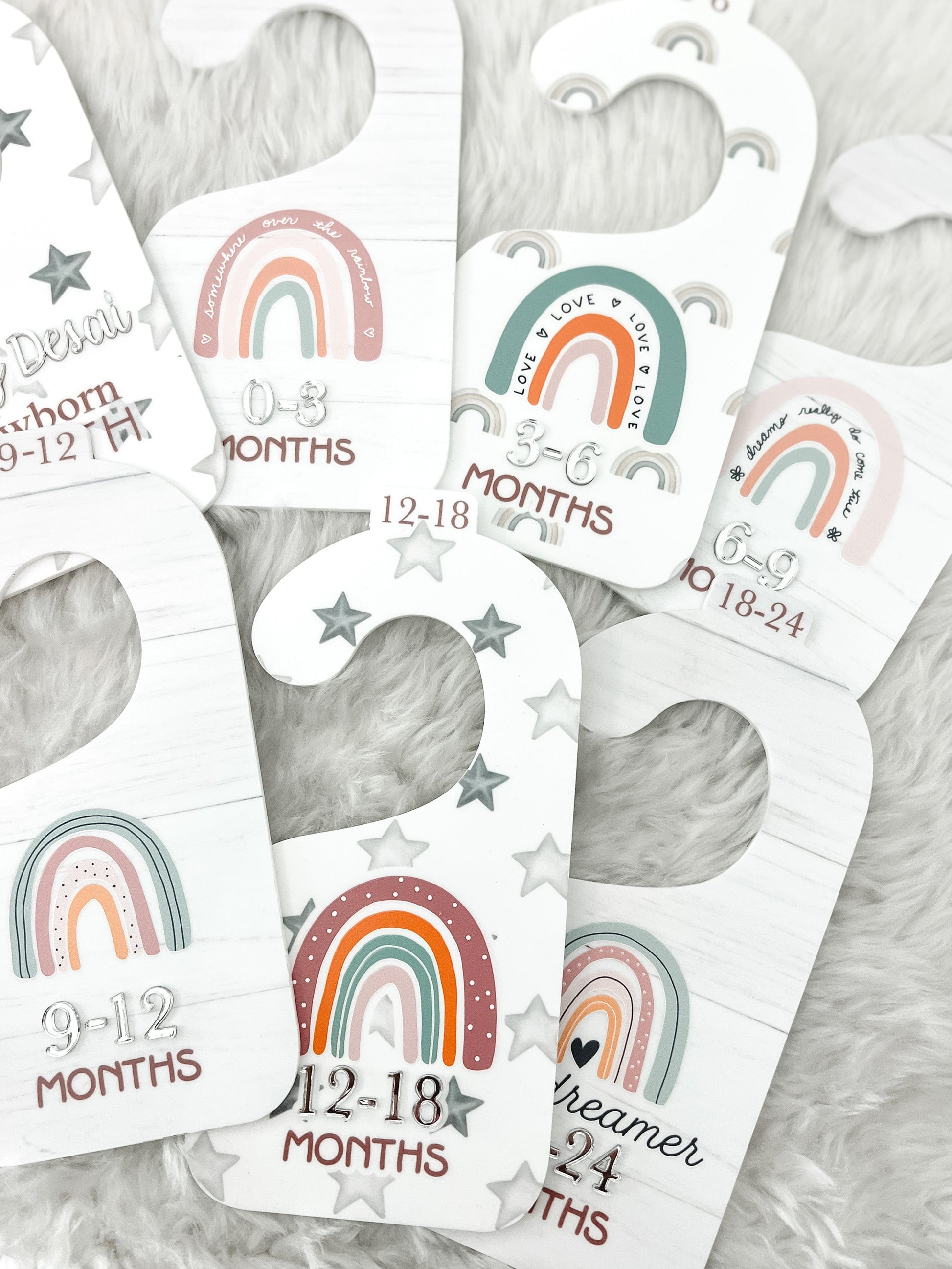 SFArtcreations Baby Gift Sets Acrylic / Boho Rainbow Wooden Baby Closet Dividers