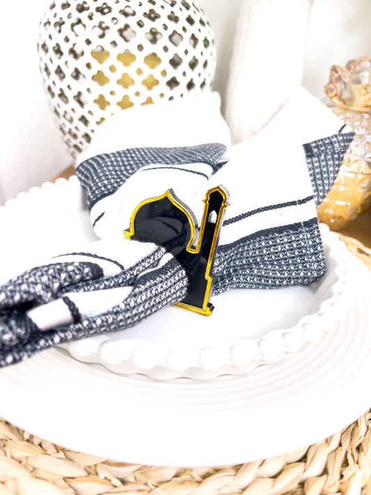 SFArtcreations Decor Mosque / Black/Gold Acrylic Napkin Ring / holder