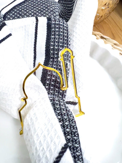 SFArtcreations Decor Mosque / Transparent/Gold Acrylic Napkin Ring / holder