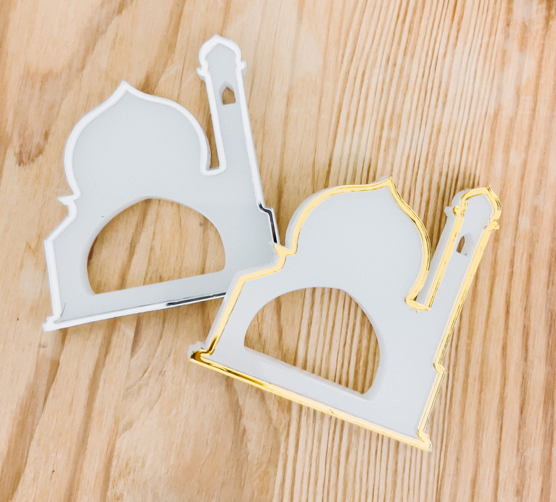 SFArtcreations Decor Mosque / White/Gold Acrylic Napkin Ring / holder